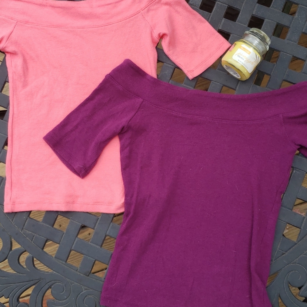 2 So off the shoulder junior knit tops